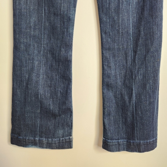 7 for all Mankind Dojo Mid Rise Dark Wash Flare Hem Jeans Size 28 X 28 L - Picture 9 of 15
